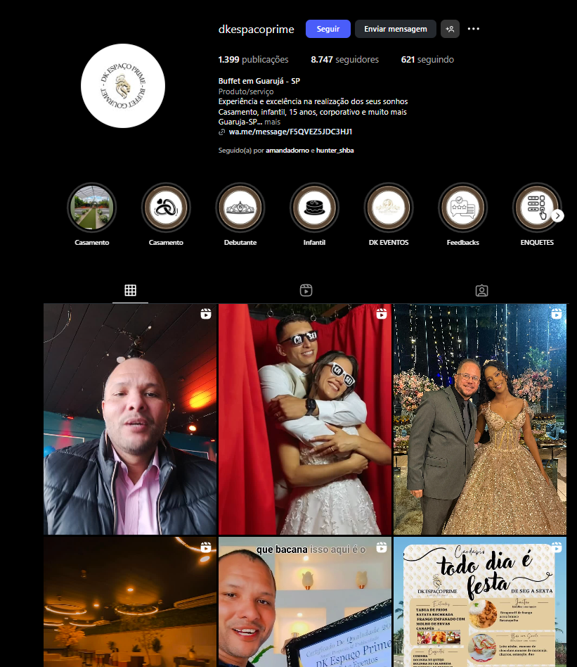 Perfil do DK Espaço Prime no Instagram